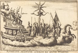 Asterione Argonote geleid door Jupiter Fulmina door Balthasar Moncornet after Remigio Cantagallina