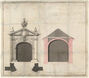 Ontwerp voor een stadspoort in Trier door Balthasar Neumann