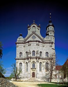 Uitzicht op de gevel van het klooster door architect Johann Balthasar Neumann door Balthasar Neumann