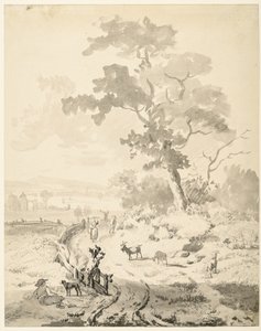 Landschap met grote boom