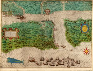 Augustine van Drakes West-Indische reis 1585 - 86 door Baptista Boazio