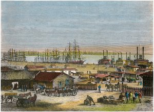 Mississippi-rivier, New Orleans, Louisiana, VS, ca. 1880