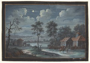 Een zuidelijk landschap bij volle maan door Barbara Dietzsch
