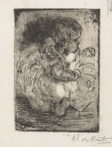 Portret van H.W. Mouton als baby door Barbara Elisabeth van Houten (signed by artist)