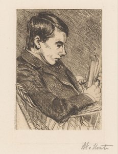 Portret van H.W. Mouton met boek