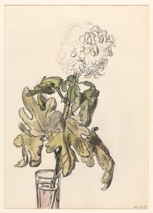 Bloeiende chrysant, in een vaasje door Barbara Elisabeth van Houten