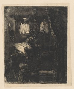 Sientje Mesdag-van Houten lezend aan tafel