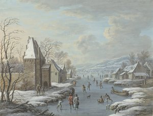 Wintergezicht met ijsvermaak door Barbara Regina Dietzsch