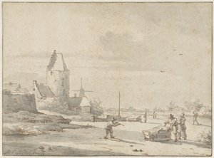 Winterlandschap door Barend Cornelis Koekkoek (attributed to)