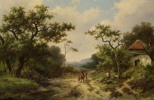 Plattelandslandschap door Barend Cornelis Koekkoek