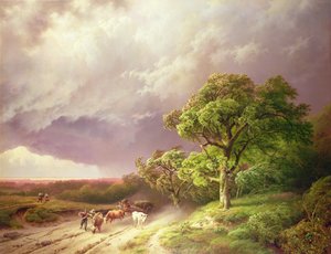 De naderende storm door Barend Cornelis Koekkoek