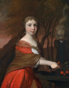 Duits: Portret van een jong meisje met kersen