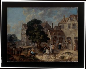 Een paar dorpsscènes door Barend Hendrik Thier