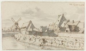 Gezicht op Grave, Noord-Brabant door Barend Klotz (attributed to)