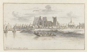 Gezicht op Grave, Noord-Brabant door Barend Klotz (attributed to)