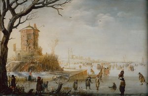 Winterlandschap met schaatsers