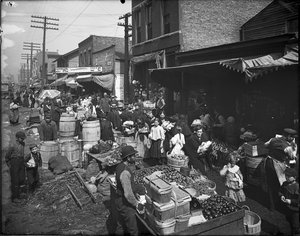 Maxwell Street Market, Chicago, Illinois, VS, ca. 1905 door Barnes and Crosby