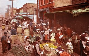 Maxwell Street Markt, Chicago, Illinois, VS, ca. 1905 door Barnes and Crosby