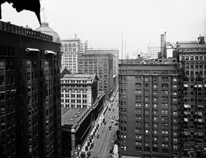 South Dearborn Street, Chicago, Illinois, VS, ca. 1905 (zwart-wit foto) door Barnes and Crosby