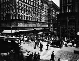 State en Madison Streets, Chicago, Illinois, VS, ca. 1905
