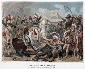 Slag bij de piramiden : Napoleon Bonaparte in Egypte in 1798 (gravure)