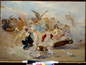 Het oordeel van Parijs. Schilderij van Ernest Karlovich Liphart door Baron Ernest Friedrich von Liphart