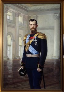 Portret van tsaar Nicolaas II van Rusland in 1900 door Baron Ernest Friedrich von Liphart