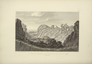 Uitzicht op het interieur van de krater van de top van Tenerife, getekend door Gmelin, illustratie uit "Vues des Cordillères et Monumens des Peuples Indigènes de l