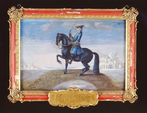 Nr. 38 Een Napolitaans Calabrisch paard van de Spaanse Rijschool dat een dressuurbeweging genaamd de Piaffe uitvoert door Baron Reis Eisenberg