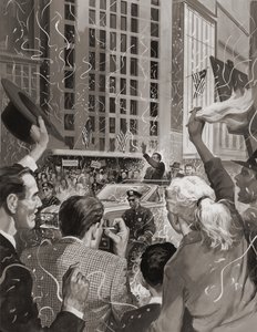 Richard Nixon verkozen tot president van de Verenigde Staten (gouache op papier)