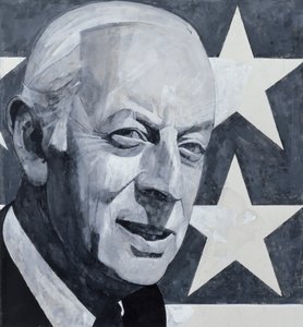Portret van Alistair Cooke, illustratie voor The Listener, 1970s