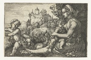 Moeder met twee kinderen door Barthel Beham