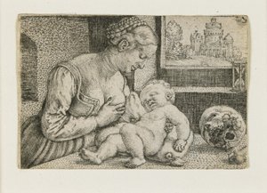 Moeder en Kind met Schedel en Zandloper, ca. 1528-1530