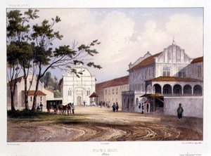 Staatshuis in Malakka, gegraveerd door Alfred Leon Lemercier, c.1840 door Barthelemy (after) Lauvergne