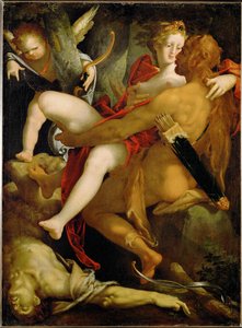 Hercules, Dejaneira en de dode centaur Nessus door Bartholomaeus Spranger