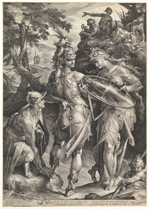 Minerva en Mercurius bewapenen Perseus