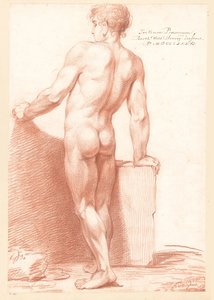 Staand mannelijk naakt, op de rug gezien door Bartholomeus Ziesenis
