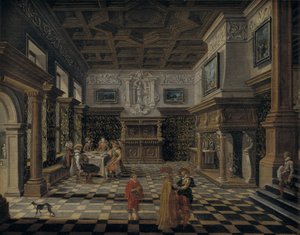 Weelderig renaissance interieur met een banket door Bartholomeus van Bassen