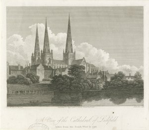 Lichfield Kathedraal - Zuidwestaanzicht door Bartholomew Howlett