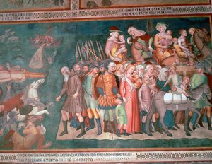 Fresco van de Israëlieten die de Rode Zee oversteken, 14e eeuw door Bartolo di Fredi
