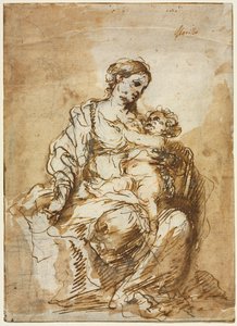 Madonna die het Christuskind voedt