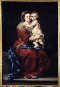 De Maagd van de Rozenkrans. Madonna met het kind. Schilderij door Bartolome Murillo (1618-1682) door Bartolomé Esteban Murillo