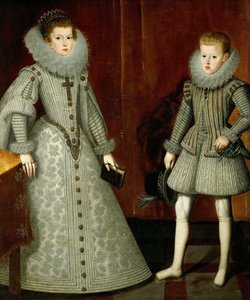 De Infante Filips, later koning Filips IV van Spanje 1605-1665 en zijn zus Anna van Oostenrijk 1601-1 door Bartolomé González y Serrano