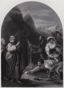Mozes slaat op de rots door Bartolome Esteban (after) Murillo