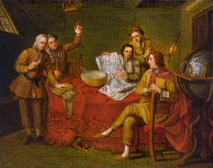 Gustavus Hamilton, 2e Burggraaf Boyne (1639-1723), in de kajuit van zijn jacht door Bartolomeo (after) Nazari