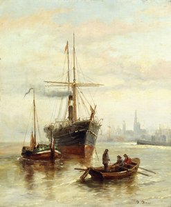 Een havenscène met uitzicht op Venetië door Bartolomeo Bezzi