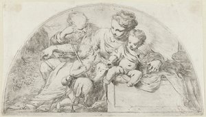 Heilige Familie met de jonge Johannes de Doper door Bartolomeo Biscaino