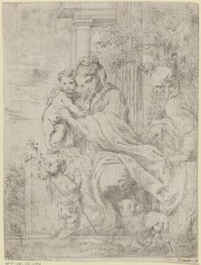 Heilige Familie met de jonge Johannes de Doper door Bartolomeo Biscaino