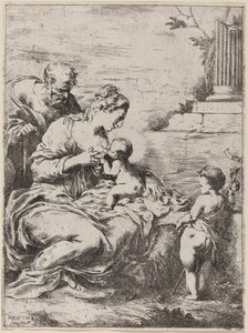 De Heilige Familie met Sint Jan door Bartolomeo Biscaino