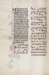 Missale: Fol. 111v, bevat wat muziek als onderdeel van de Palmzondagliturgie, 1469 door Bartolomeo Caporali
